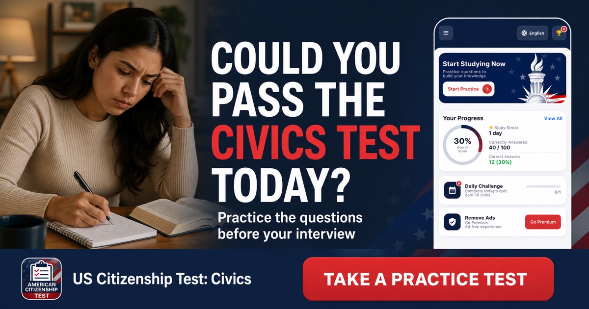 US Citizenship Test mobile app interface and product presentation